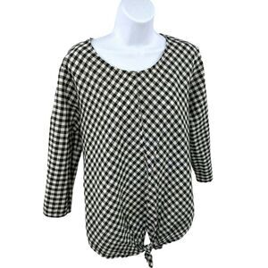 Velvet Heart  Black White Plaid Gingham Shirt Top